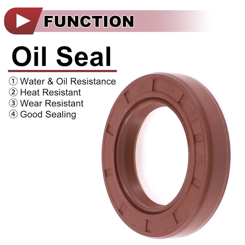 HEROFFIX Universal Oil Seal TC Seal Ring Rotary Shaft Seal 35x56x10mm High Pressure FKM Rubber Brown 2 Pcs - Image 3